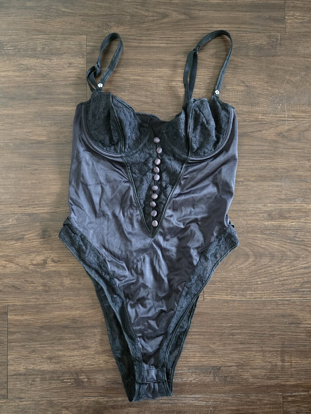 Vintage Black Satin Teddy By Eve Stillman For Lady Marlene